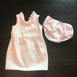 Blush colored ruffle dress